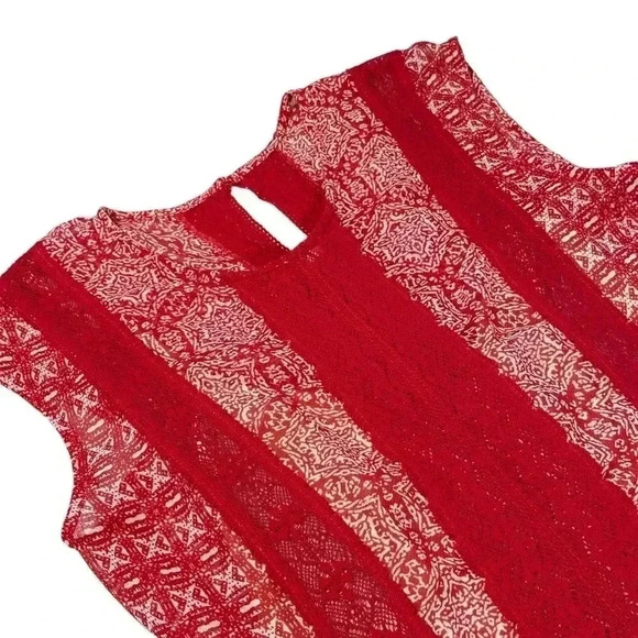 BCBG MAXAZRIA  Jalena Poppy Red Lace Combo Dress Size 2 - Picture 6 of 16